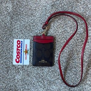 NWOT Coach Leather Card Holder & Lanyard